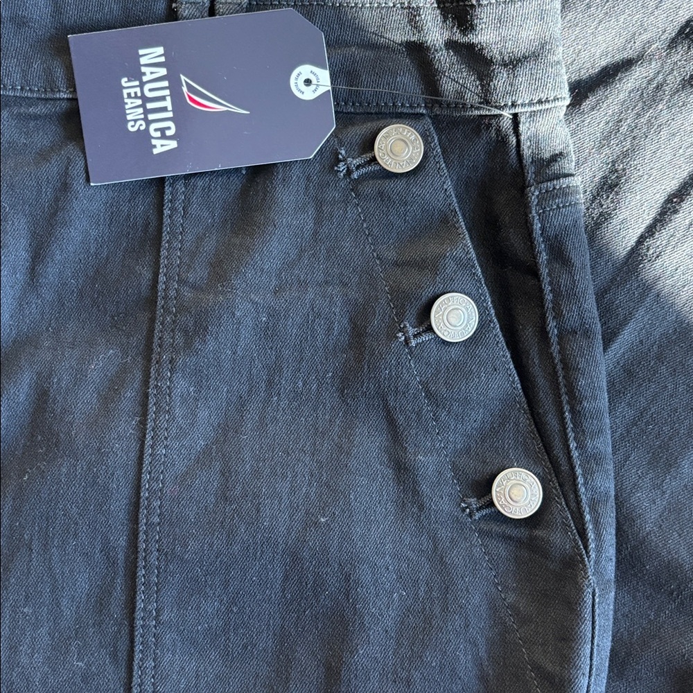 Nautica Women's Black Button Pocket Strechy Wide Leg Sailor Jeans. NWT Size 16 - Picture 8 of 9